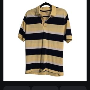 St. Johns Bay Striped Polo Shirt in Yellow and Navy Size M